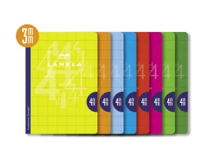 Lamela Pack de 10 Libretas Grapadas con 50 Hojas de 90g/m2 con Margen - Formato A4 - Pauta Cuadrovia de 3mm - Cubierta de Cartoncillo Plastificado - Papel Offset Blanco Extra - Colores Surti