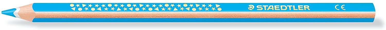 Staedtler Jumbo Noris 128 Lapiz Triangular de Color - Mina de 4mm - Resistencia a la Rotura - Diseño Ergonomico - Color Azul Claro · Pack de 12 uds.