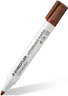 Staedtler Lumocolor 351 Rotulador para Pizarra Blanca - Punta Redonda - Trazo 2mm - Capuchon con Clip - Color Marron · Pack de 10 uds.