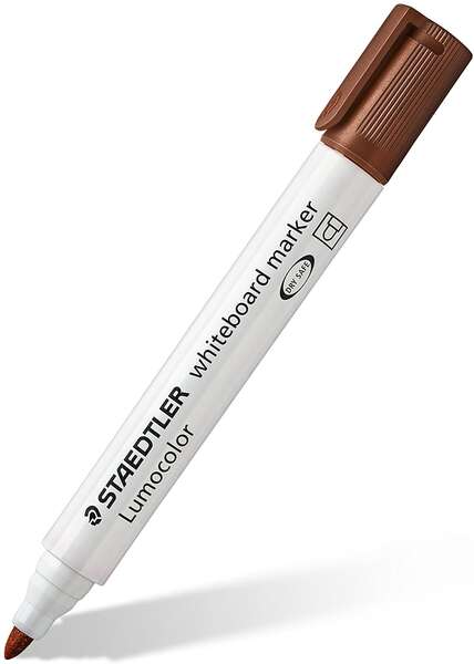 Staedtler Lumocolor 351 Rotulador para Pizarra Blanca - Punta Redonda - Trazo 2mm - Capuchon con Clip - Color Marron · Pack de 10 uds.