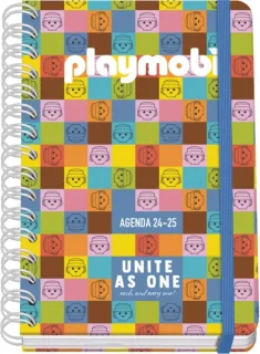 Dohe Playmobil Unite As One Agenda Escolar 25/26 Espiral Wire’o A5 - Semana Vista - Papel 80g/m2 - 4 Hojas de Pegatinas - Cubierta de Carton Plastificado - Cierre con Goma Elastica