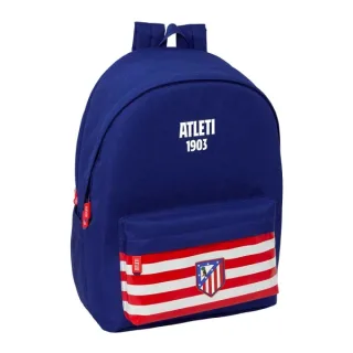 Safta Atletico de Madrid Mochila para Portatiles hasta 15.6" - Bolsillo para Tablet hasta 11" - Antirrobo - Asa de Mano - Conector USB - Doble Tirador - Acolchada - 31x44x18cm - Color Azul M