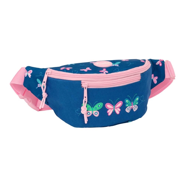 Safta Blackfit8 Mariposas Bolsa de Cintura - Cremallera - Cintas Ajustables - 2.49L - 230x90x120mm - Color Azul Marino
