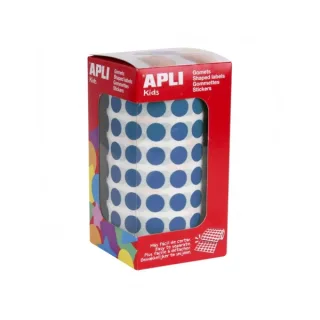Apli Rollo de 5.192 Gomets Redondos Adhesivo Permanente - Adhesivo Base Agua - Libre de Disolventes - Color Azul