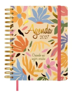 Finocam Talkual Version Agenda - Anual 2027 - Semana Vista Horizontal - 155x217mm - Espiral Doble - Tapa Dura - Goma Elastica - Papel de 90g/m2 - Cinta Punto - Notas Adhesivas Surtidas - Mul