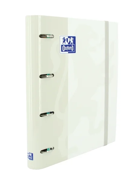 Oxford Europeanbinder Classic A4+ Carpeta de Anillas con Recambio Cuadricula 5x5 - Tapa Extradura - Cierre con Goma Elastica - Color Blanco