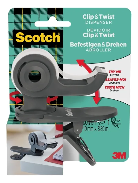 Scotch Dispensador de Cinta Adhesiva - para Cintas de hasta 19mm x 8.89m - Incluye Cinta Adhesiva - Color Gris