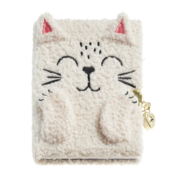 Miquel Rius Back2Fun Diario Secreto Peluche Gato - 80 Hojas Rayadas de Papel 80gr - Cierre con Llave