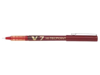 Pilot Boligrafo de tinta liquida V7 HI-Tecpoint Rollerball - Punta fina de aguja 0.7mm - Trazo 0.5mm - Color Rojo · Pack de 12 uds.