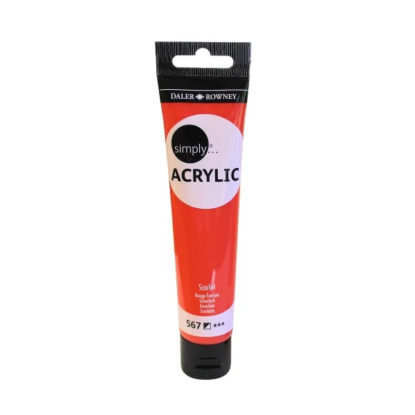 Daler Rowney Simply Pintura Acrilica - Tubo de Plastico - 75ml - Color Escarlata