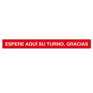 Apli Tira de Señalizacion Adhesiva "Espere Aqui Su Turno" - 100x10cm - Film de PVC de 100 Micras - Adhesivo Solvente de Alta Resistencia - Ideal para Comercios - Soporta Temperaturas de 0ºC