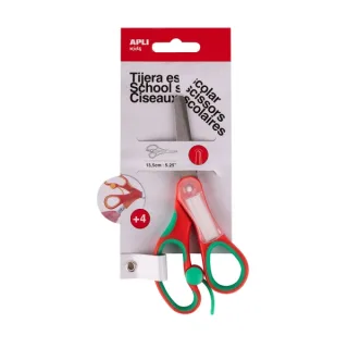 Apli Kids Tijera Escolar 13 cm - Punta Redondeada - Ergonomica - Espacio para el Nombre - Uso Ambidiestro - Color Rojo