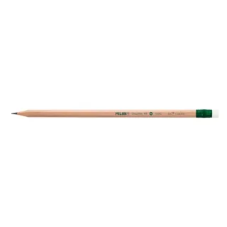 Milan Lapices de Grafito HB - Madera Certificada FSC - con Goma - Hexagonales - Color Madera Claro · Pack de 12 uds.