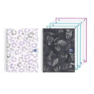 Oxford Cuaderno de Espiral - Formato A5+ - 120 Hojas - Cuadricula 5x5mm - Tapa Extradura - Digitalizacion de Textos con App - Colores Surtidos · Pack de 5 uds.