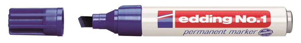 Edding Nº1 Rotulador Permanente - Punta Biselada - Trazo entre 1 y 5 mm. - Recargable - Secado Instantaneo - Color Azul · Pack de 10 uds.