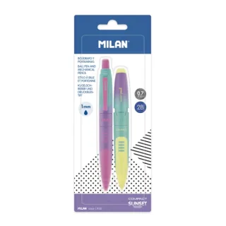 Milan Compact Sunset Pack de 1 Boligrafo Azul + 1 Portaminas 0.7mm - Colores Surtidos