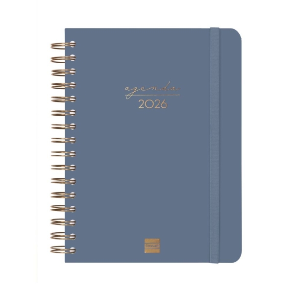 Finocam Alma Agenda - Anual 2026 - con Espiral - Formato E10 - 180x30x220mm - 1 Dia por Pagina - Color Azul