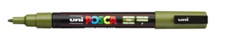 Posca PC-3M Marcador de Pintura - Punta Conica de Poliester 0.9-1.3mm - Tinta Base al Agua - Resistente a la Luz - Color Verde Kaki · Pack de 6 uds.