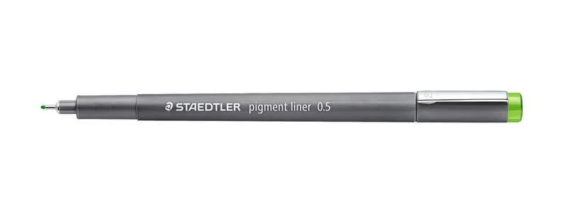 Staedtler Pigment Liner 308 Rotulador Calibrado - Trazo 0.5mm - Secado Rapido - Color Verde Claro · Pack de 10 uds.