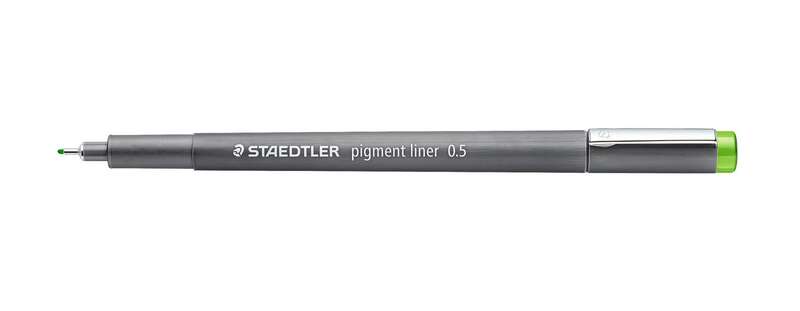 Staedtler Pigment Liner 308 Rotulador Calibrado - Trazo 0.5mm - Secado Rapido - Color Verde Claro · Pack de 10 uds.