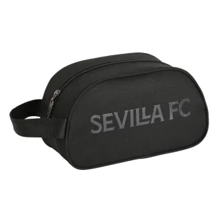 Safta Sevilla FC Teen Neceser de 5L - Cremallera - Asa Lateral - Adapatable a Carro - 260x120x150mm - Color Negro