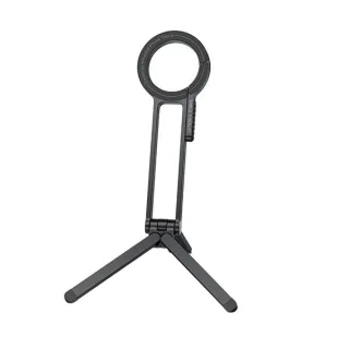 XO C180 Soporte Tripode Magnetico para Smartphone - Giro 360º - Aluminio - Anillo Magnetizante - Kit de Limpieza - Uso en Mano y Sobremesa - Ligero y Resistente - 58x12x163mm - Color Negro
