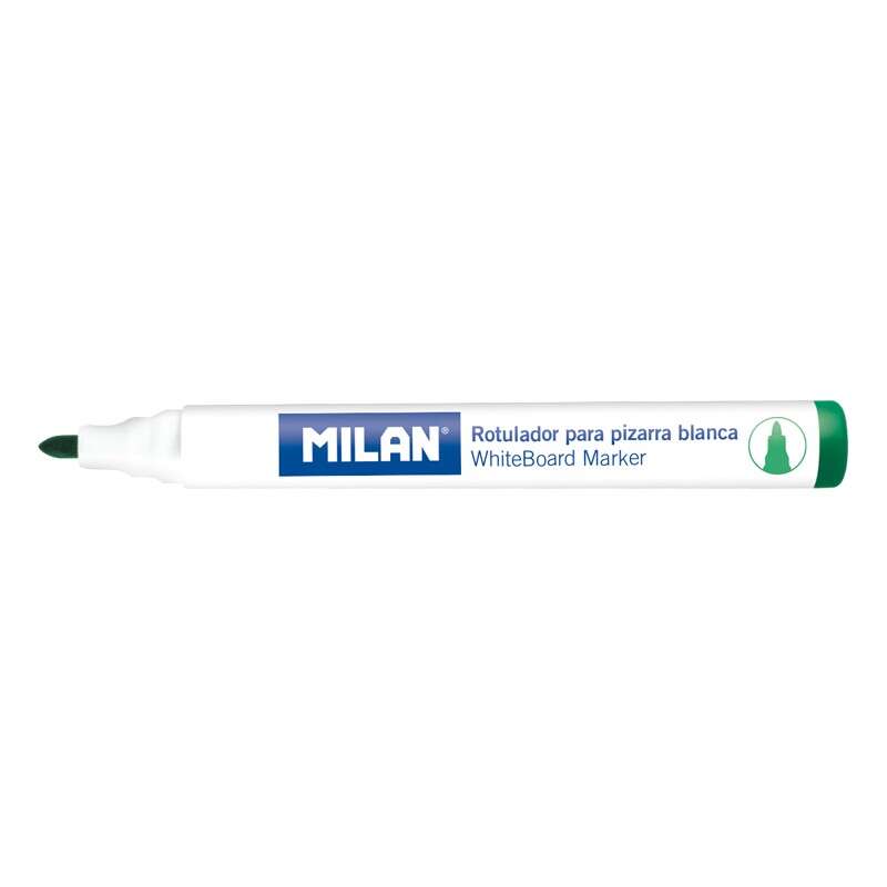 Milan Rotuladores para Pizarra Blanca con Punta Redonda - Punta 4.7 mm - Tinta a Base de Alcohol - Borrable en Seco - Color Verde · Pack de 12 uds.