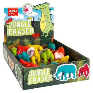 Apli Goma de Borrar con Diseños de Animales de la Selva - 3 Modelos Surtidos · Pack de 12 uds.