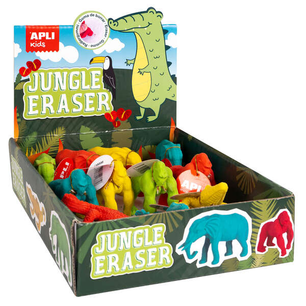 Apli Goma de Borrar con Diseños de Animales de la Selva - 3 Modelos Surtidos · Pack de 12 uds.