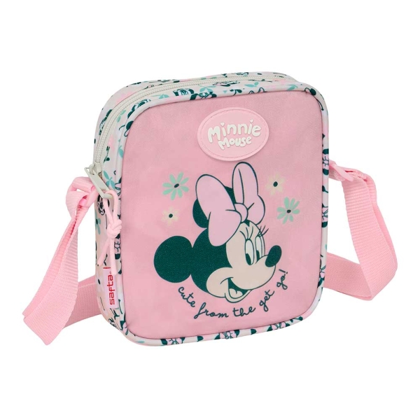 Safta Minnie Mouse Minty Bolsito con Bandolera - 1L - Facil de Llevar - 160x40x180mm - Color Rosa Pastel