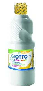 Giotto School Paint Tempera 500ml - Lista para el Uso - Super Lavable - Botella Bio Pet - Color Blanco