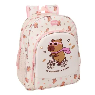 Safta Capibara Mochila - 15L - Adaptable a Carro - Bolsillo Frontal - Portabotellas - Cremallera con Doble Tirador - Asa de Mano - Hombreras y Espalda Acolchada - 32x38x12cm - Color Rosa Pas