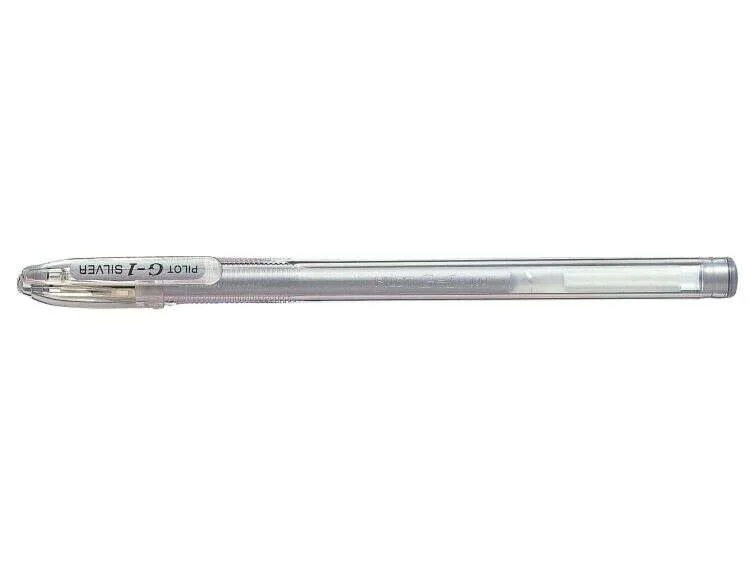 Pilot Boligrafo de Gel G1 - Recargable - Punta de Bola 0.7mm - Trazo 0.32mm - Cuerpo Transparente - Color Plata · Pack de 12 uds.