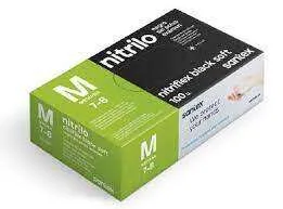 Santex Nitriflex Black Soft Pack de 100 Guantes de Nitrilo para Examen Talla M - 3.5 gramos - Sin Polvo - Libre de Latex - No Esteriles - Color Negro