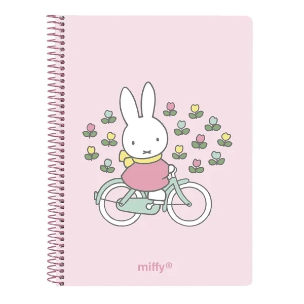 Safta Miffy Flores Cuaderno Espiral - Formato A6 - 120 Hojas - 118x146mm - Color Rosa