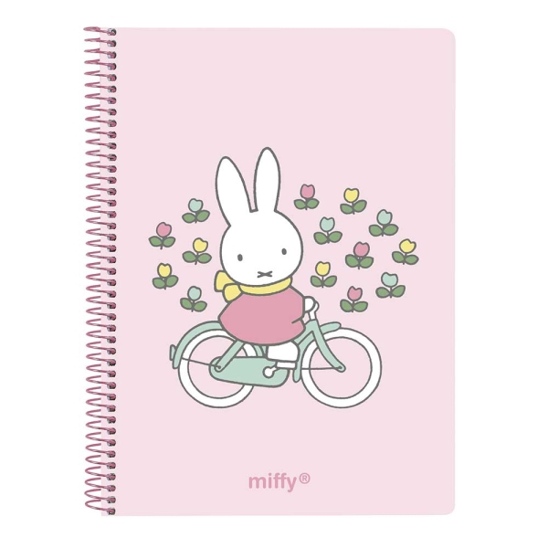 Safta Miffy Flores Cuaderno Espiral - Formato A6 - 120 Hojas - 118x146mm - Color Rosa