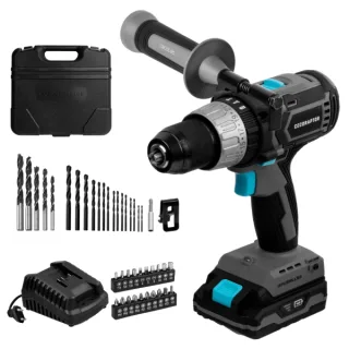 Cecotec CecoRaptor Perfect ImpactDrill 2020 Brushless Ultra Taladro Percutor Inalambrico - Torque 46Nm - 2000rpm - 3000Ipm - Bateria 2Ah 20V - Luz LED - Incluye Accesorios - Color Negro y Gr