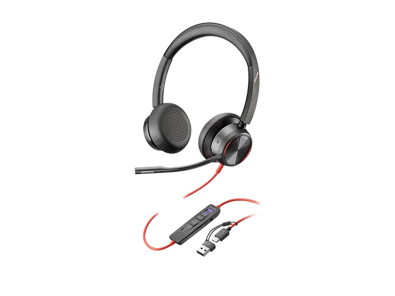 HP Poly Blackwire 8225 Auriculares con Microfono - Cancelacion de Ruido - USB-C/A - ANC Hibrida Avanzada - Controles en Cable