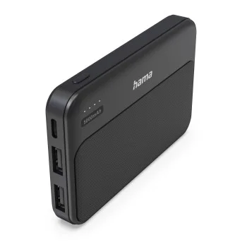 Hama Power Pack Pocket-5 Bateria Externa Powerbank 5000mAh - Polimero de Litio - USB-C - USB-A - Carga Rapida - 2 Conexiones de Salida - Indicador LED de Carga - Color Negro