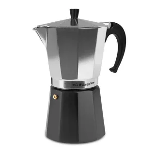 Orbegozo KFM 1230 Cafetera de Aluminio para 12 Tazas - Prepara Delicioso Cafe y Otras Bebidas con Facilidad - Mango Ergonomico y Valvula de Seguridad - Compatible con Diferentes Tipos de Coc