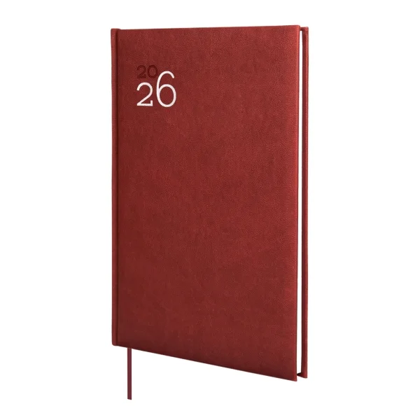 Finocam Dynamic Milano Agenda Profesional en Catalan - Anual 2026 - Tapa Dura Acolchada - Formato Y11 - 168x19x245mm - Semana Vista en Vertical - Color Burdeos
