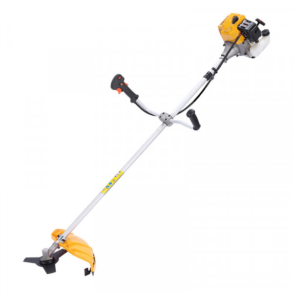 Blim Desbrozadora a Gasolina - Cilindrada 72.6cc - Potencia 2.5kW - 2 Tiempos - Eje 28mm - Cuchilla 3T - Cabezal de Hilo de Nylon - Arnes Profesional - Corte 255/415mm - Color Amarillo y Neg
