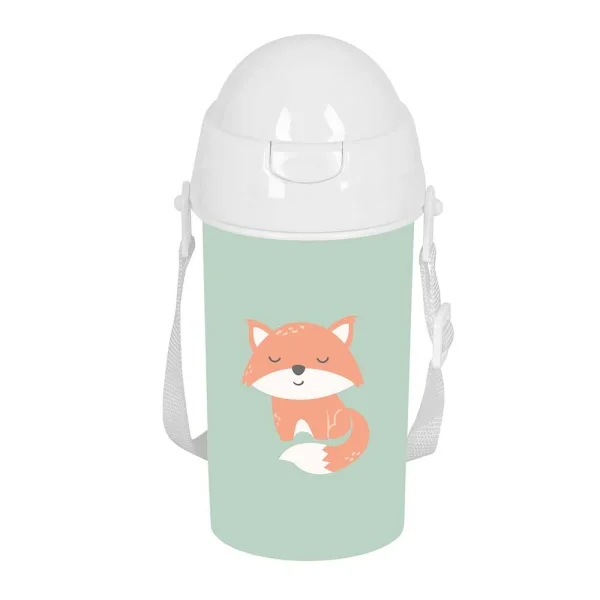 Safta Zorrito Botella de 500ml - PVC sin BPA - Pajita Interior - 73x73x195mm - Color Verde