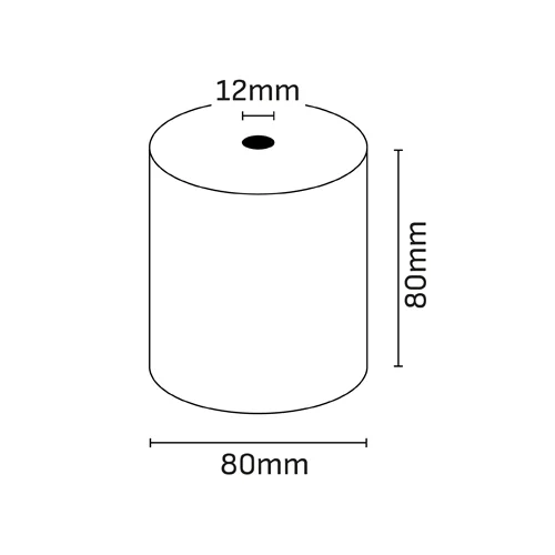 Oqonos Rollo de Papel Termico 80x80x12mm, Libre de BPA, FSC, 74.2 metros, 55 gramos · Pack de 5 uds.