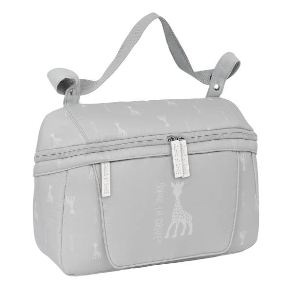 Safta Sophie la Girafe Mum Bolso de 7.82L - Adaptable al Carrito - Cremallera - Bolsillo para Toallitas - Interior Forrado - Bolsillo Trasero - Bolsillo Frontal - 340x100x230mm - Color Gris