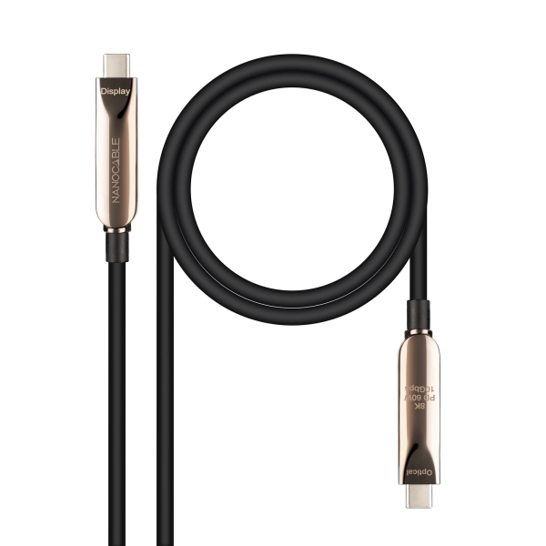 Nanocable Cable USB-C 3.2 Gen2x1 AOC - 60W 3A PD 10Gbps 8K@60Hz - 15m - Color Negro