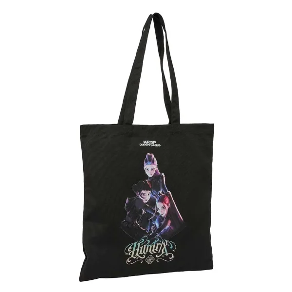 Safta K-Pop Demon Hunters Warriors Tote Bag Bolsa de Tela - Asas de Mano - 38x42cm - Color Negro
