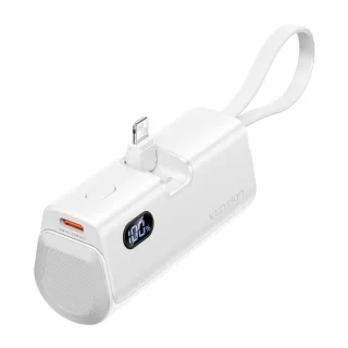 Vention PowerBank 4800mAh - Lightning - Carga Rapida 22.5W - Conector Plegable - Color Blanco
