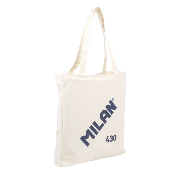 Milan Coleccion 430 Bolso Shopper 7.5L - Tamaño 38x36x6,5cm - Asa Larga 27cm - Tejido 'ripstop' - Color Beige