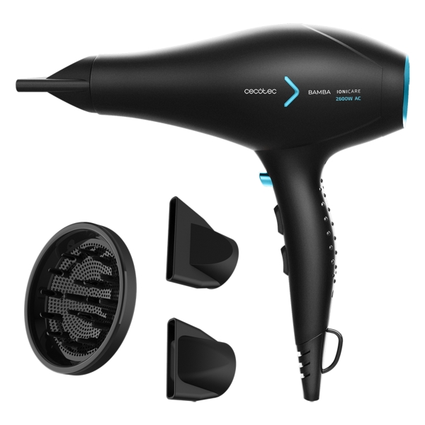 Cecotec IoniCare 5350 Powershine Ice Secador de Pelo - Potencia 2600W - Tecnologia con Iones - Temperatura Regulable - 2 Concentradores - Difusor - Velocidad Ajustable - Cable de 3m - Color